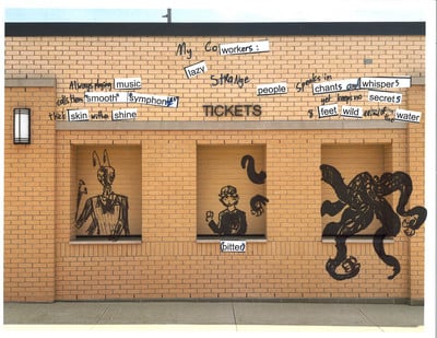 Writing on the auditorium ticket wall